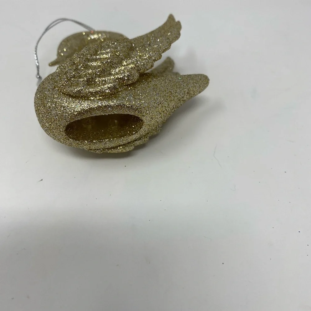 Gold Glitter Swan Holiday Ornament